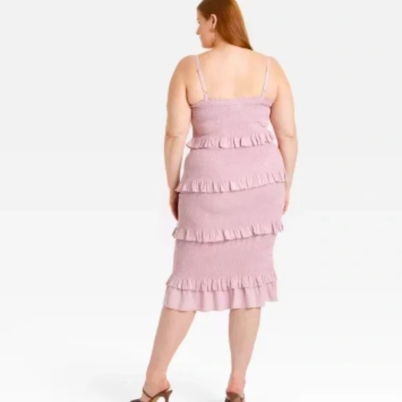 Ava & Viv Women's Smocked Ruffle Midi Tank Sundress - Picture 2 of 5